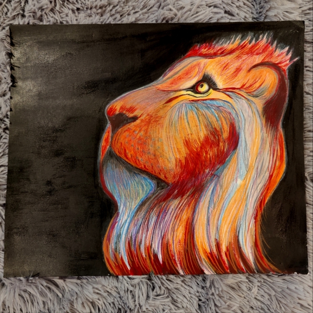 🖌️ HAND PAINTED 🖌️"Look To The Moon" Lion Original Artwork by Chantel 🌙